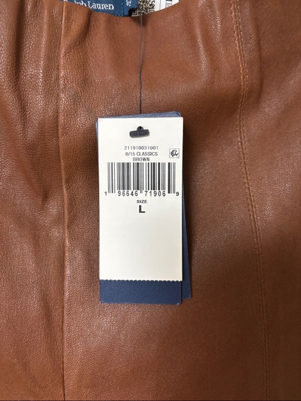 NWT Polo by Ralph Lauren Brown Leather-Look Slim Pants Size L - Picture 5 of 8